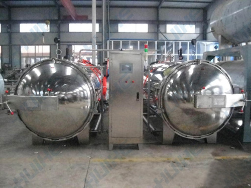 雙鍋并聯(lián)水浴式殺菌鍋實(shí)拍展示圖